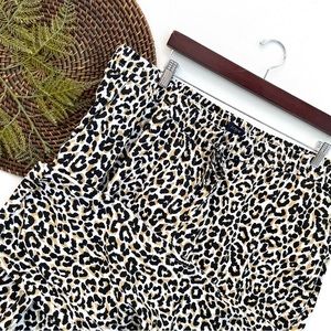 J Crew Womens Pants Beige Tan Leopard Cotton Linen Print Joggers Pull On Size 20